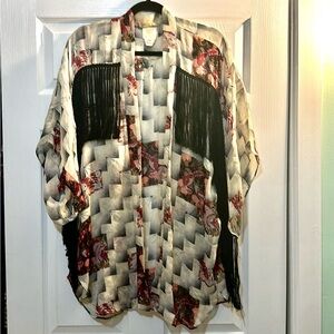Printed Fringe Kimono
